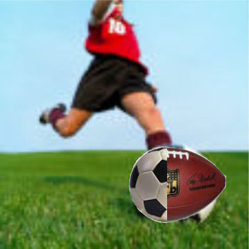 kicking football